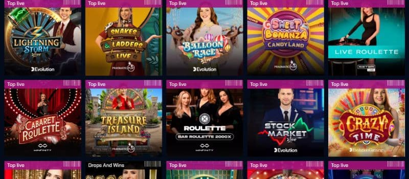 Some of the live casino games at Justbit.