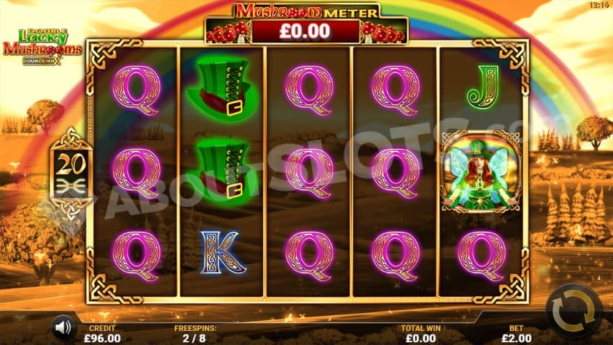 Free Spins feature where the background turned into golden colors, but the rainbow is still showing many colors.