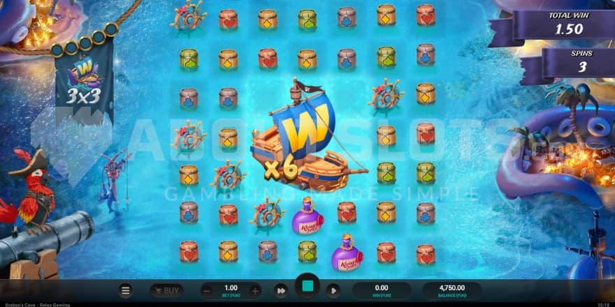 A screenshot of the Free Spins feature with a 3x3 Wild