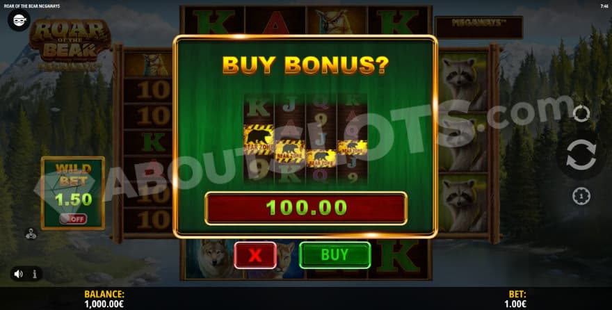 Bonus buy feature with one option to choose from.