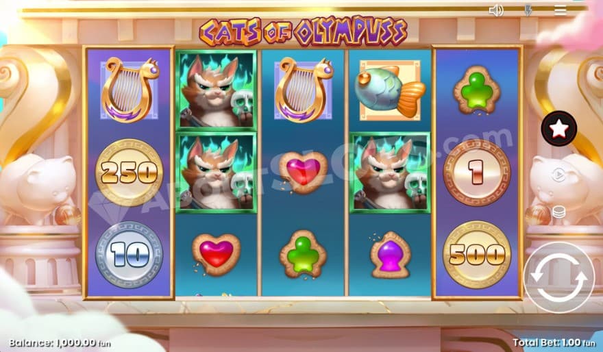 A screenshot of the basegame in Cats of Olympuss