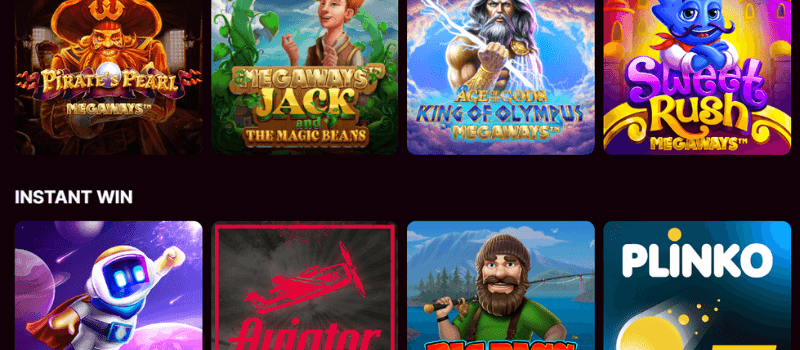 Rows of slot games at Puma Casino, showcasing a wide variety of titles for players to choose from.