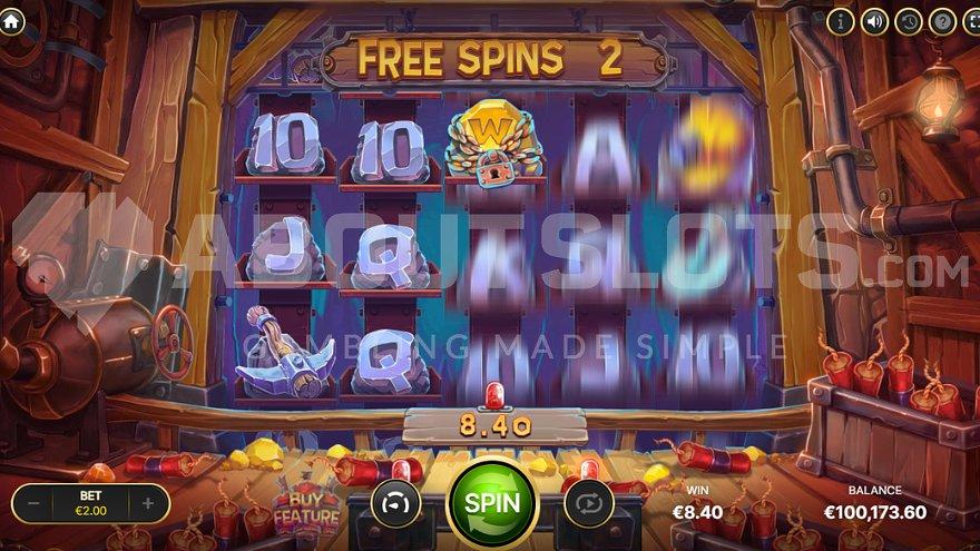 A locked Wild Symbol on the third reel in the Free spins. 