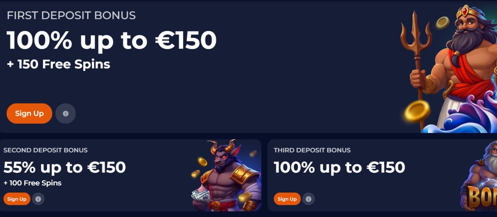 At Nine Casino’s promotion page, you can find several offers, such as deposit bonuses.