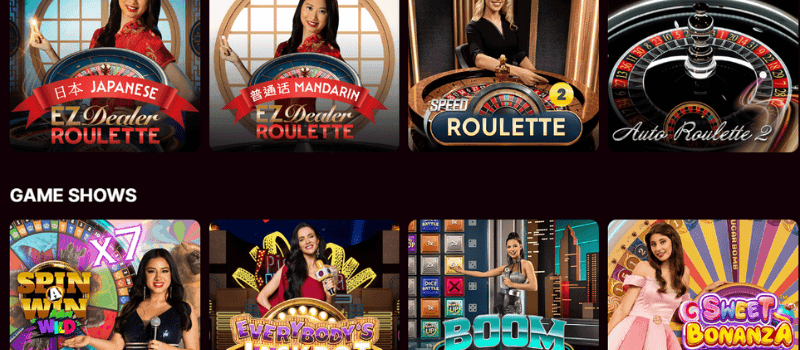 A view of Puma Casino's live casino section, showcasing live roulette, blackjack, and more exciting games in real-time.