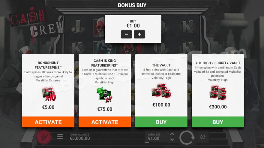 Bonus buy feature with four options to choose from.