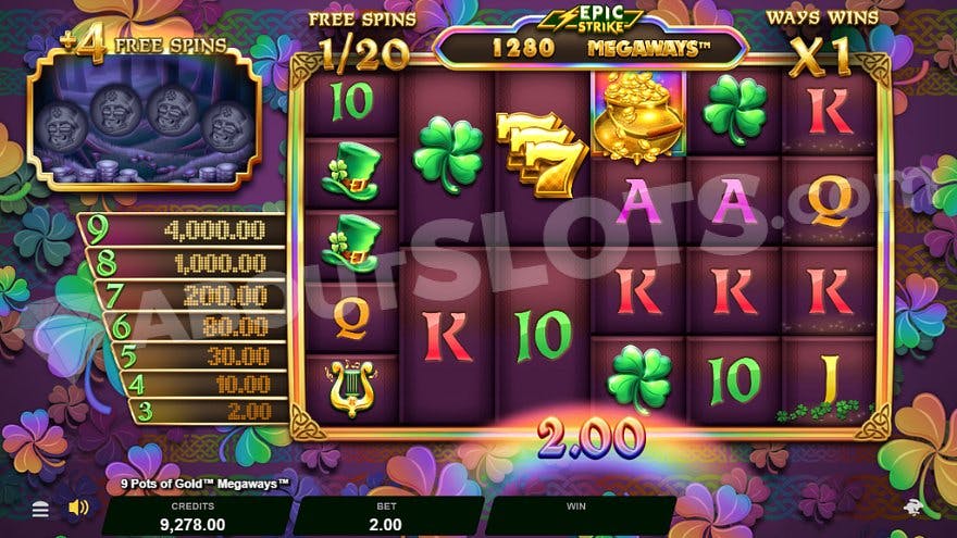 A €2 win on the first of 20 free spins. 