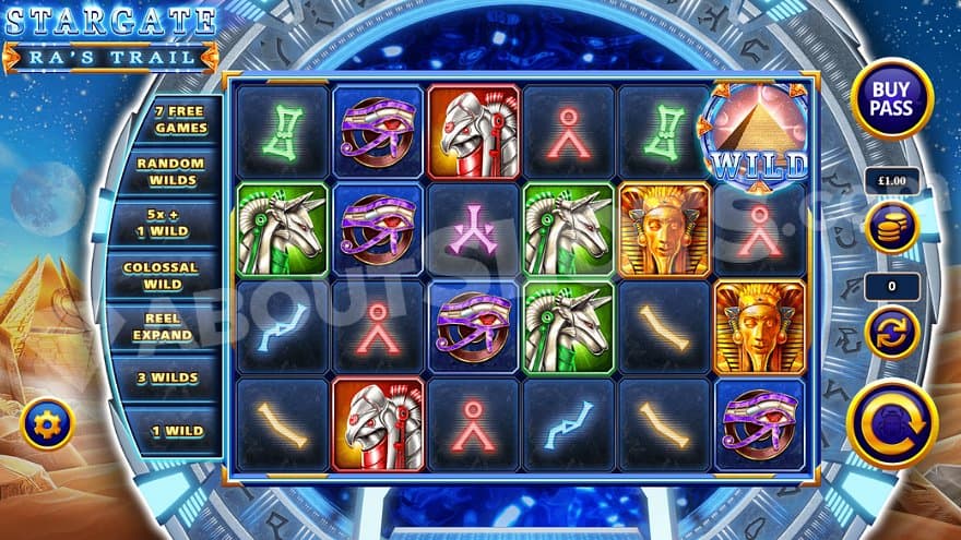 A casino slot with an Egyptian background. 