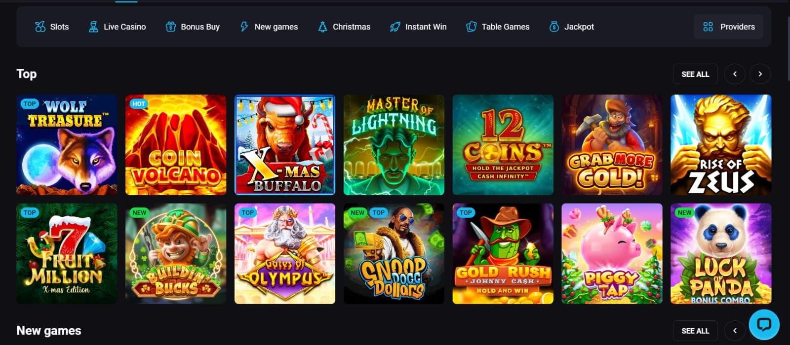 The gaming library at PlayMojo includes several popular slots, including Snoop Dogg Dollars and Gates of Olympus.