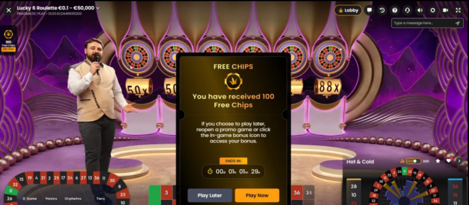 Pragmatic Play In-Game Free Chips win notification