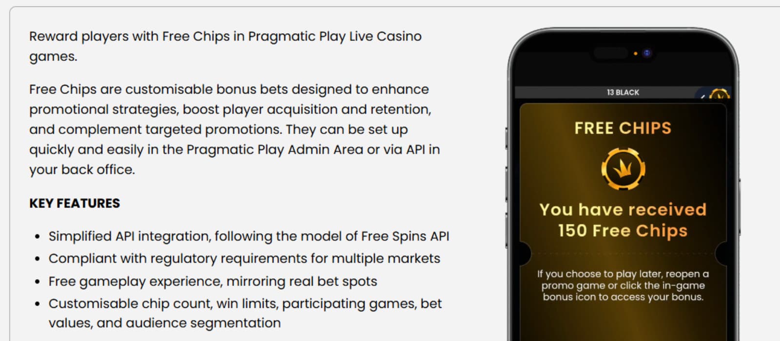 Pragmatic Play Free Chips configuration  features 