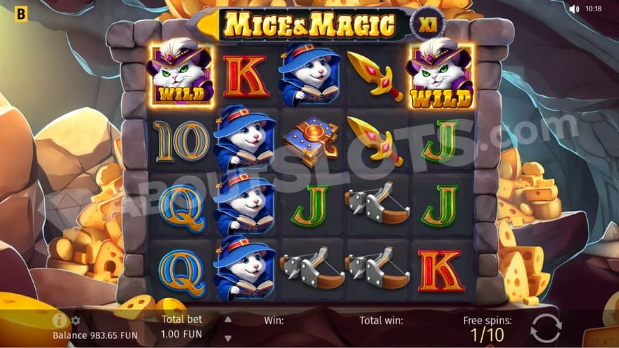 Free Spins bonus game with sticky wilds on the reels.