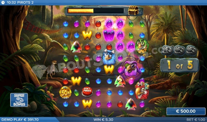A screenshot from the Super Free Spins view in Pirots 2
