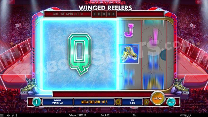 Mega Free Spins feature with a massive Q-symbol.