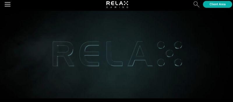 The logo of relax gaming showing against a dark background.