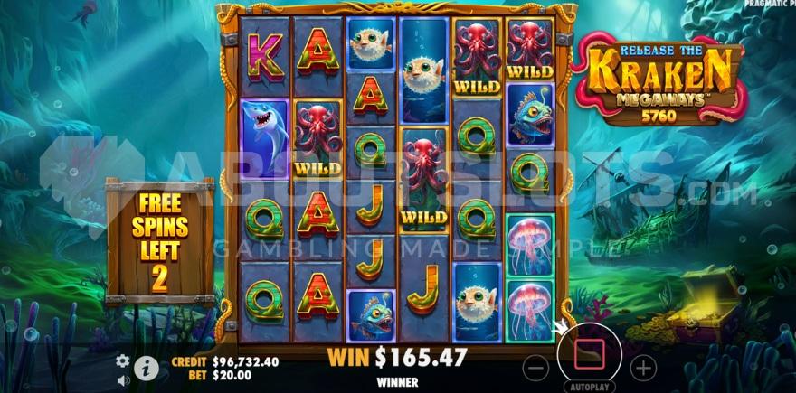 A screenshot of the free spins, taking place deep down below