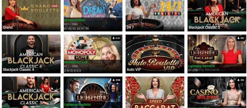 A diverse selection of live casino games available at SlotJerry Casino.