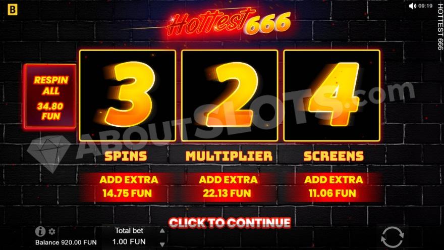 Intro the bonus game where spins, multiplier, and screens are given.