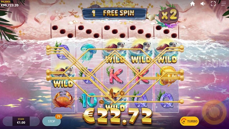 A 22.72X the bet win in the Free Spins.