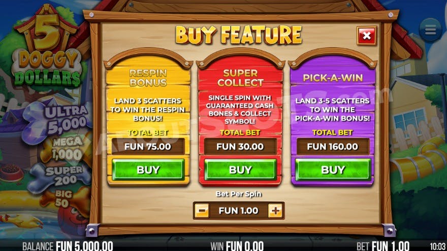 Bonus Buy feature with three options to choose from.