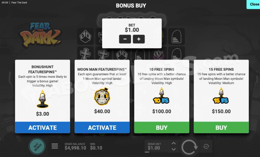 Bonus Buy feature with four options to choose from.