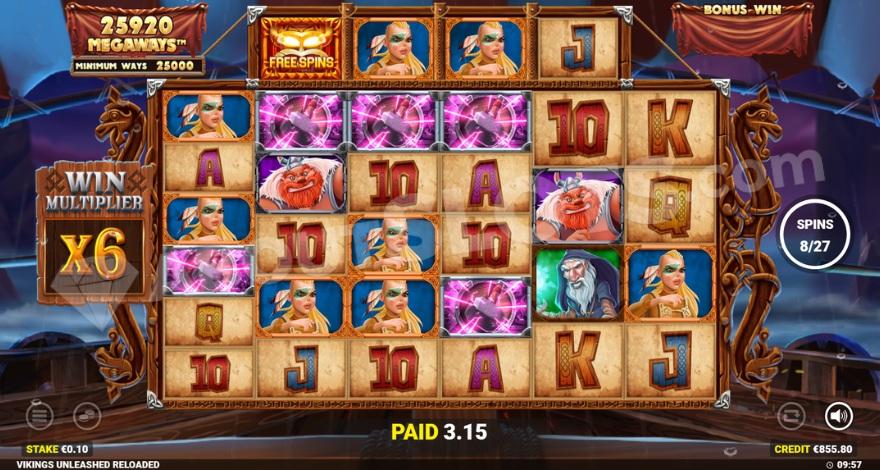 A screenshot from the Free Spins view in the game