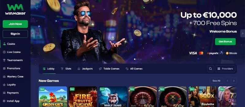 Homepage of winmaker casino