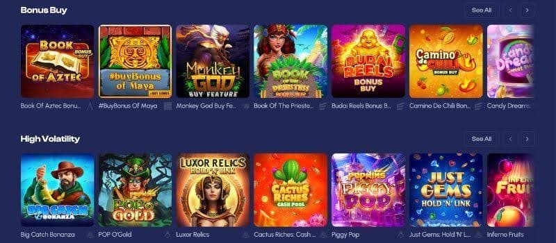 a selection of slot games at Winmaker Casino