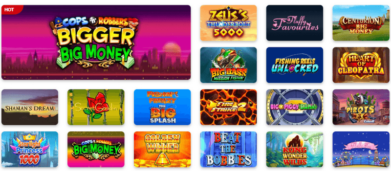 A collection of exciting slot games at Slots Rush Casino, featuring various themes, bonus features, and jackpots.