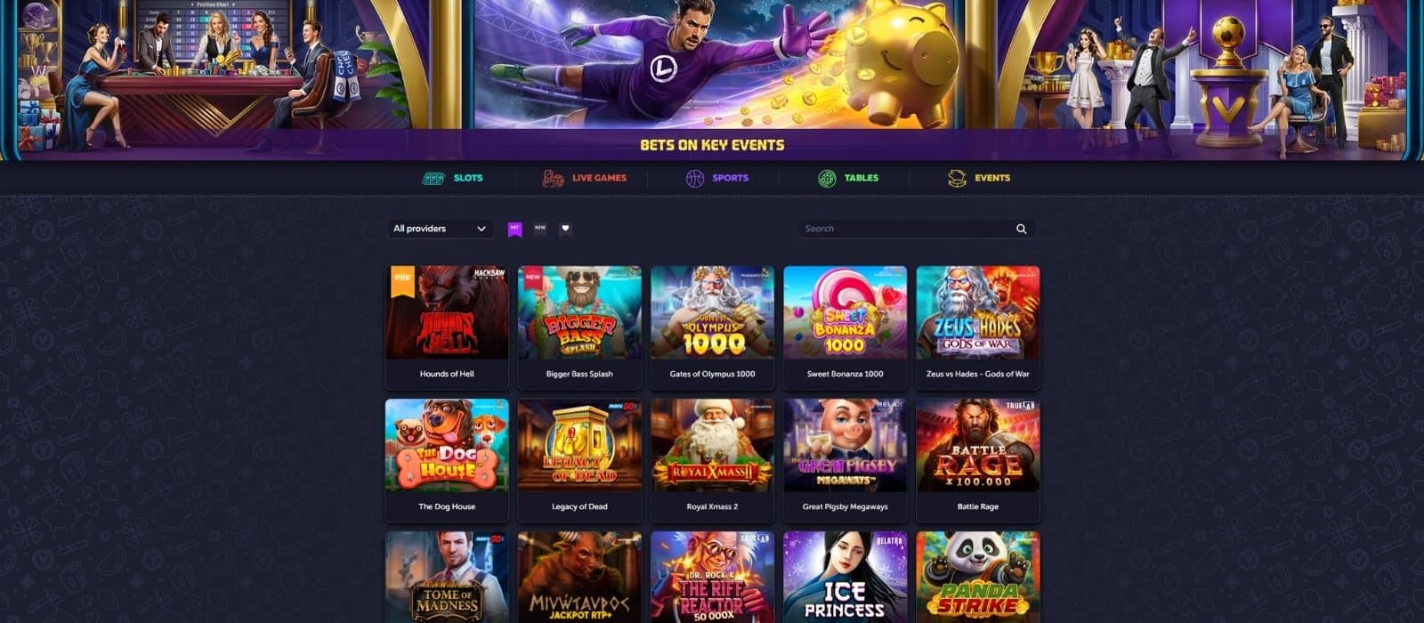 Vavada Casino landing page showing popular slots and game categories