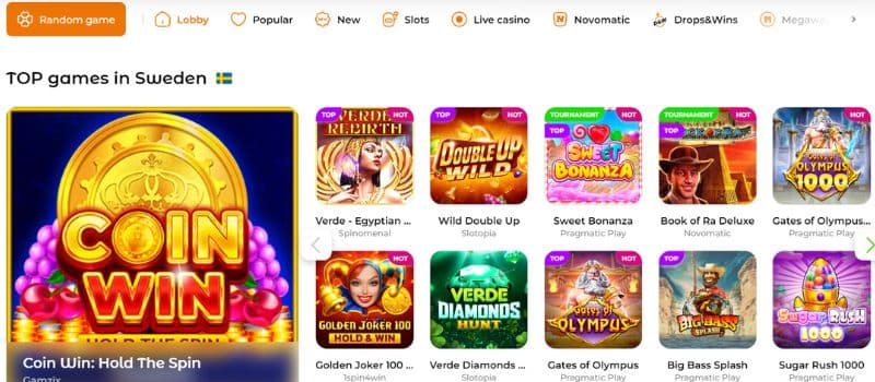 Some of the games at Verde Casino.