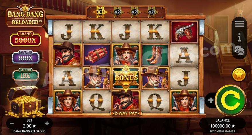 Base game with jackpots on the left of the reels.