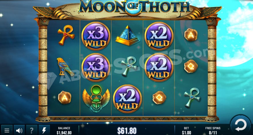 Free Spins bonus game with 5 roaming multiplier wilds.