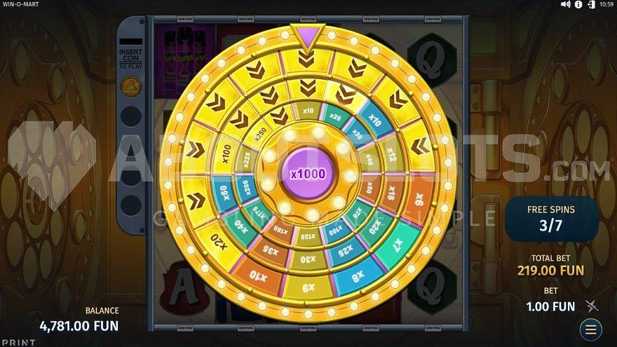 A bonus wheel in the free spins.