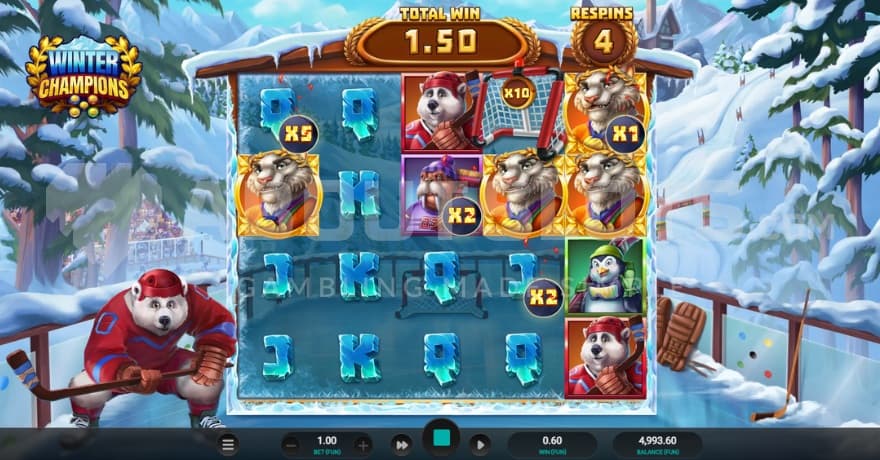 A screenshot of the ice hockey bonus.