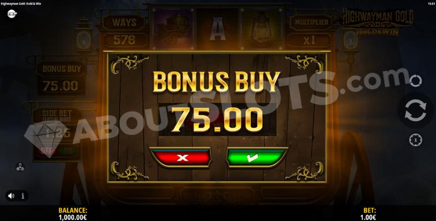 Bonus buy feature with an option to buy the bonus for 75X the bet.