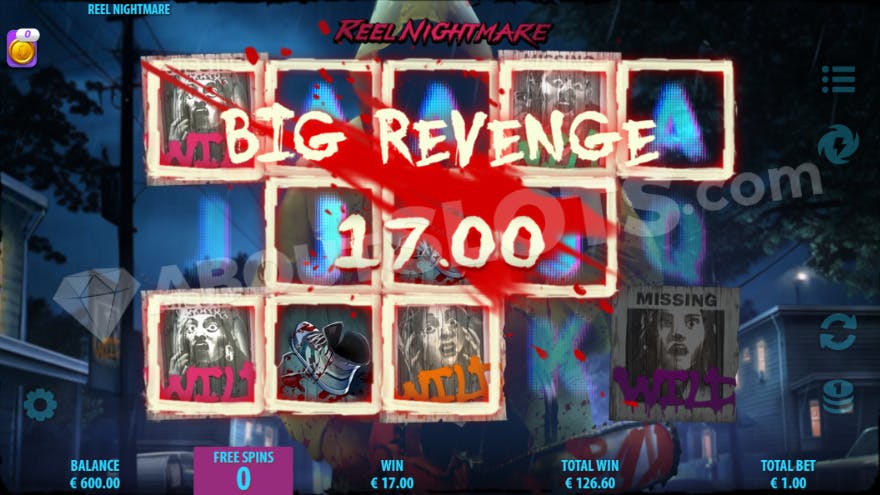 Free Spins bonus game with big win of 17X being present on the screen.