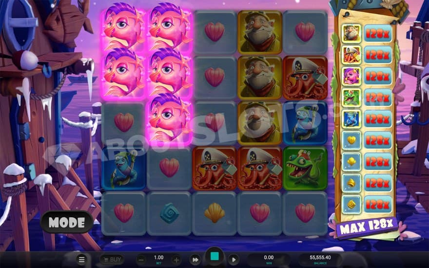 Big win from symbol multipliers that have a 128X.