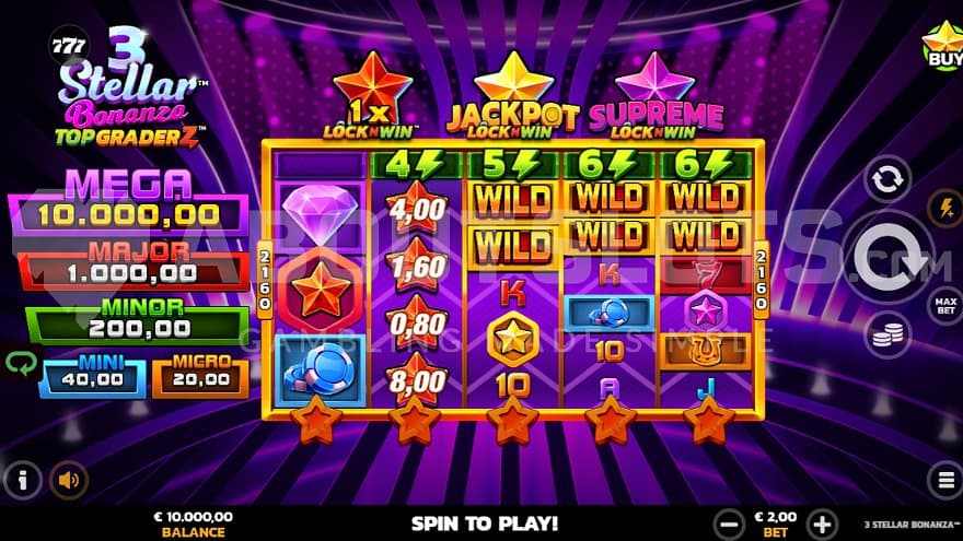 A casino slot in front of a stage.