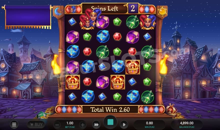 Free Spins bonus game with 2 free spins left.