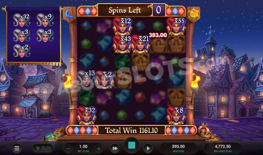 Free Spins bonus game with many multiplier wilds on the reels.