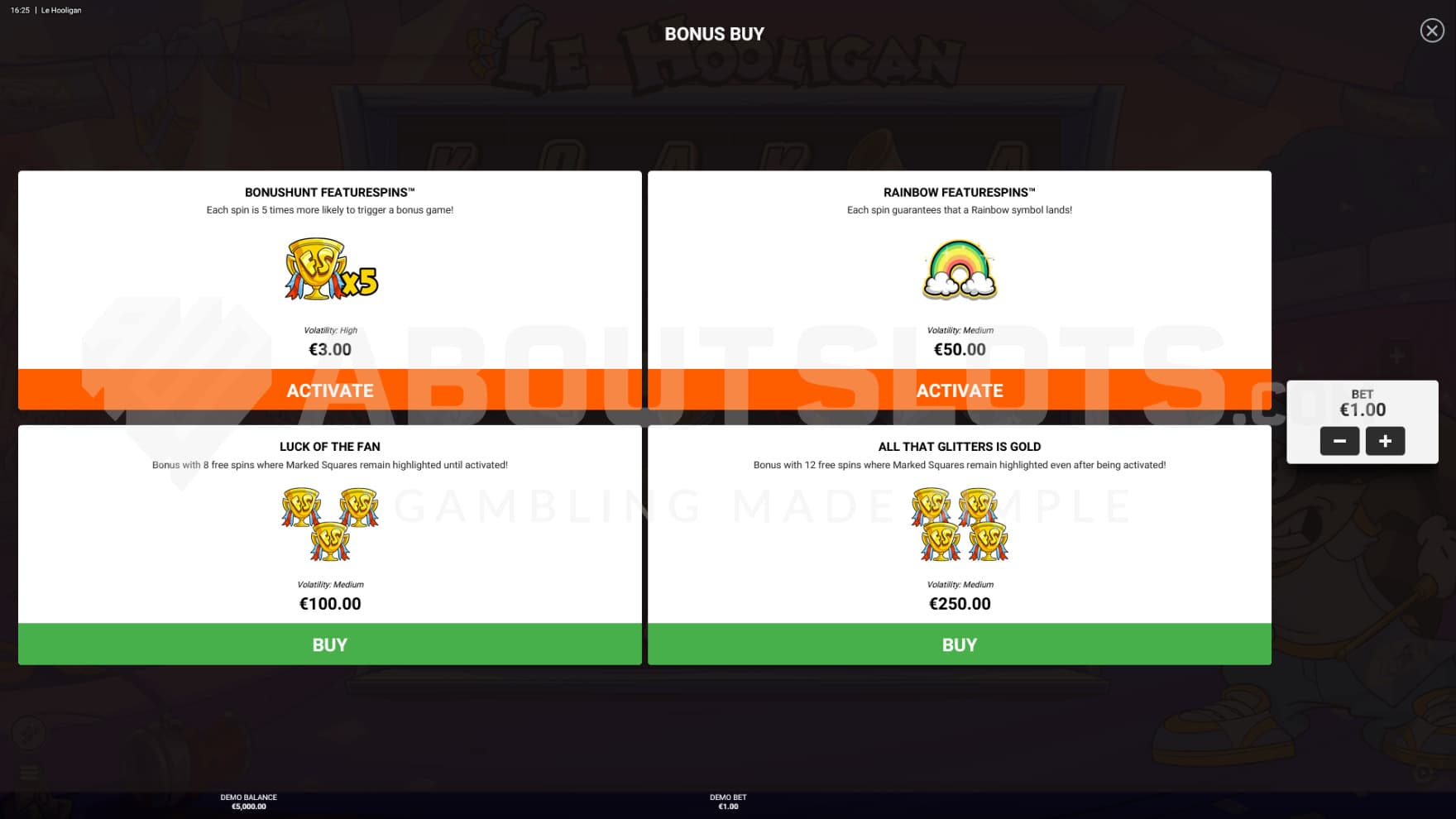 There are two FeatureHunts and two instant Feature Buys to choose from