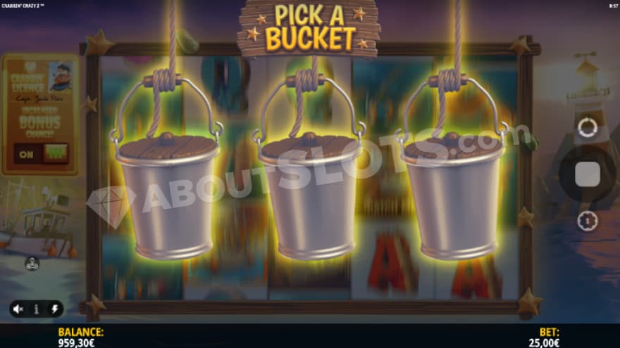 Pick a Bucket feature where you can select from three buckets.