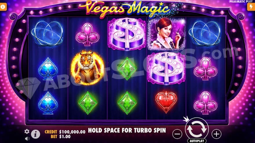 Base game where you can see a lion on the second reel.