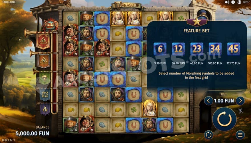 Feature buy with five options to choose from.