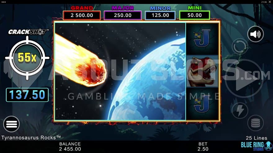 A big meteor symbol covering all positions on the first four reels.