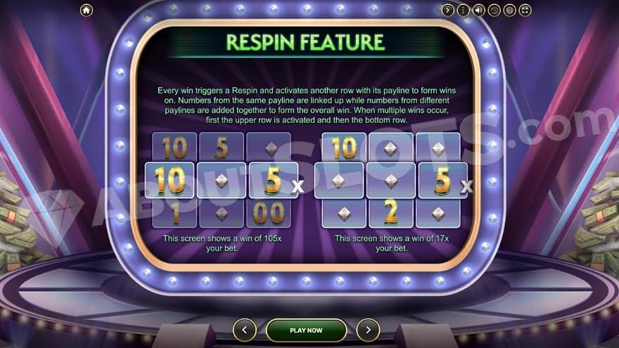 A screen explaining how to make wins in the game.