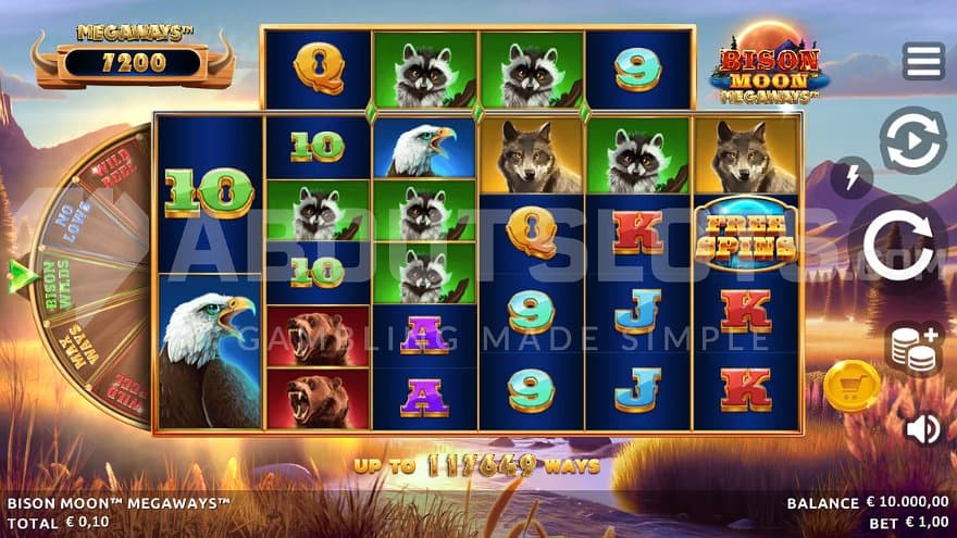 A Megaways casino slot in a nature landscape.