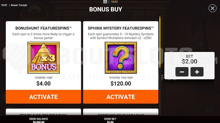 A screen offering the Free Spins and other features.