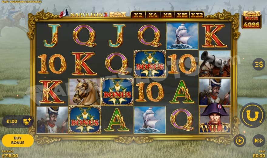 Base game where you can see the wild multipliers above the reels.